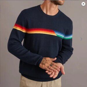 MARINE layer ML x LF Breck Stripe Sweater in Black Iris Multi Stripe